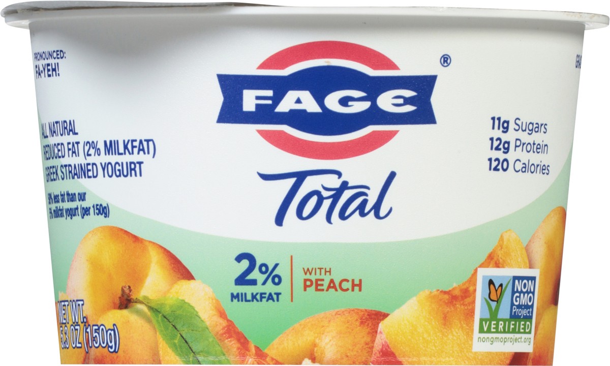 slide 6 of 9, Fage Total Greek Strained Yogurt with Peach 5.3 oz, 5.3 oz