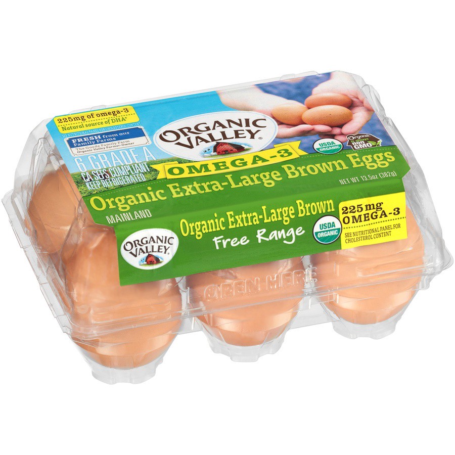 slide 7 of 8, Organic Valley Eggs, Organic, Free-Range, Extra-Large, 6 ct