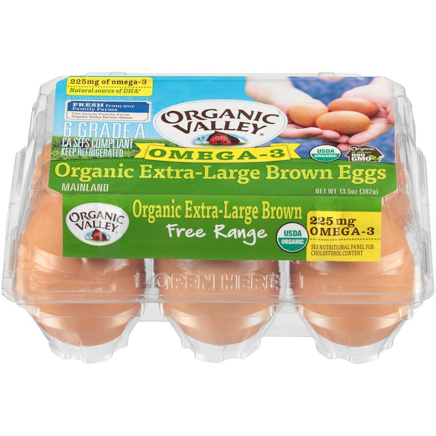 slide 1 of 8, Organic Valley Eggs, Organic, Free-Range, Extra-Large, 6 ct