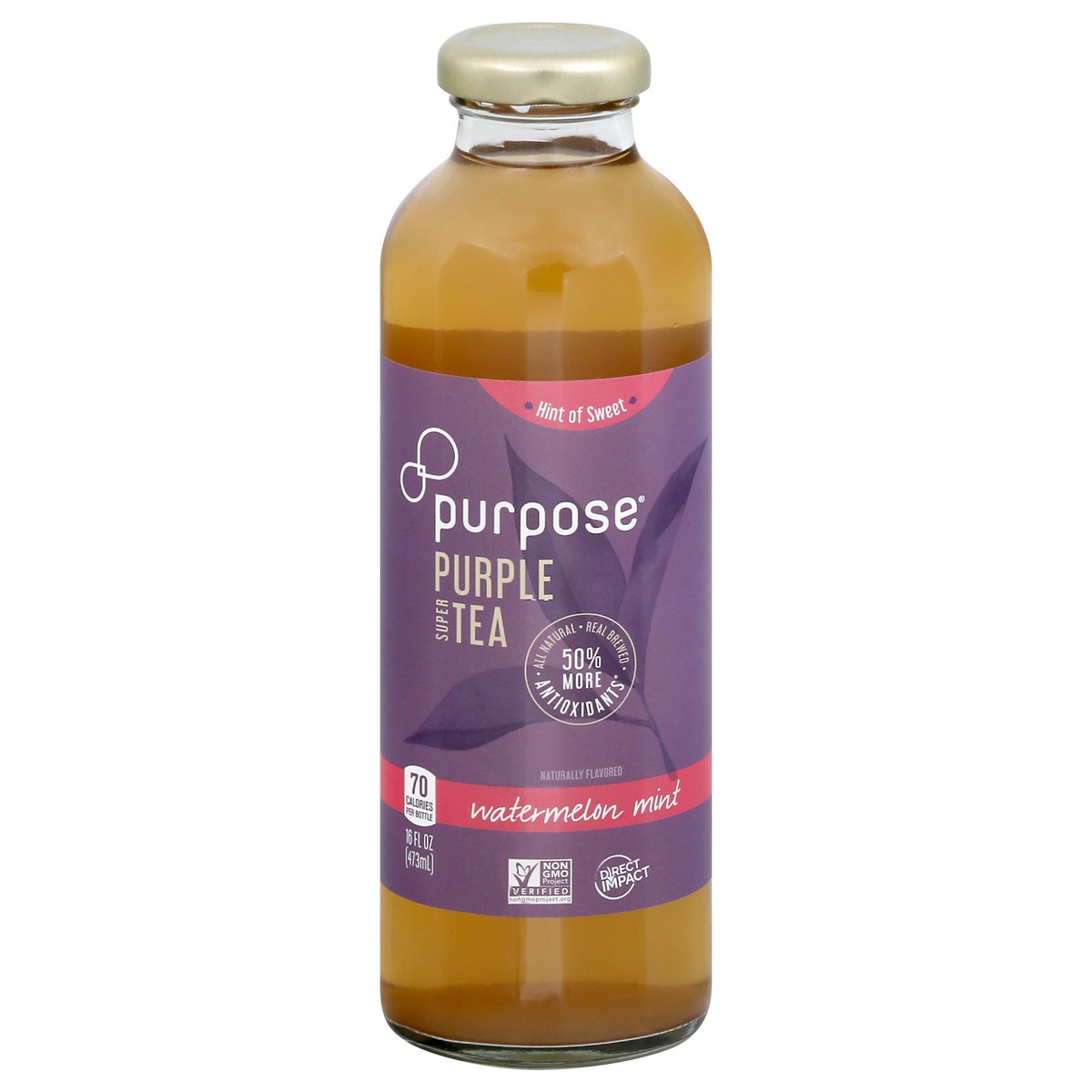 slide 1 of 3, Purpose Watermelon Mint Purple Tea, 16 oz