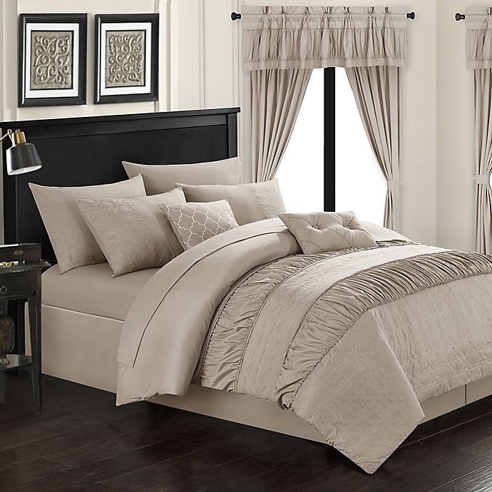 slide 1 of 8, Chic Home Kea King Comforter Set - Taupe, 20 ct