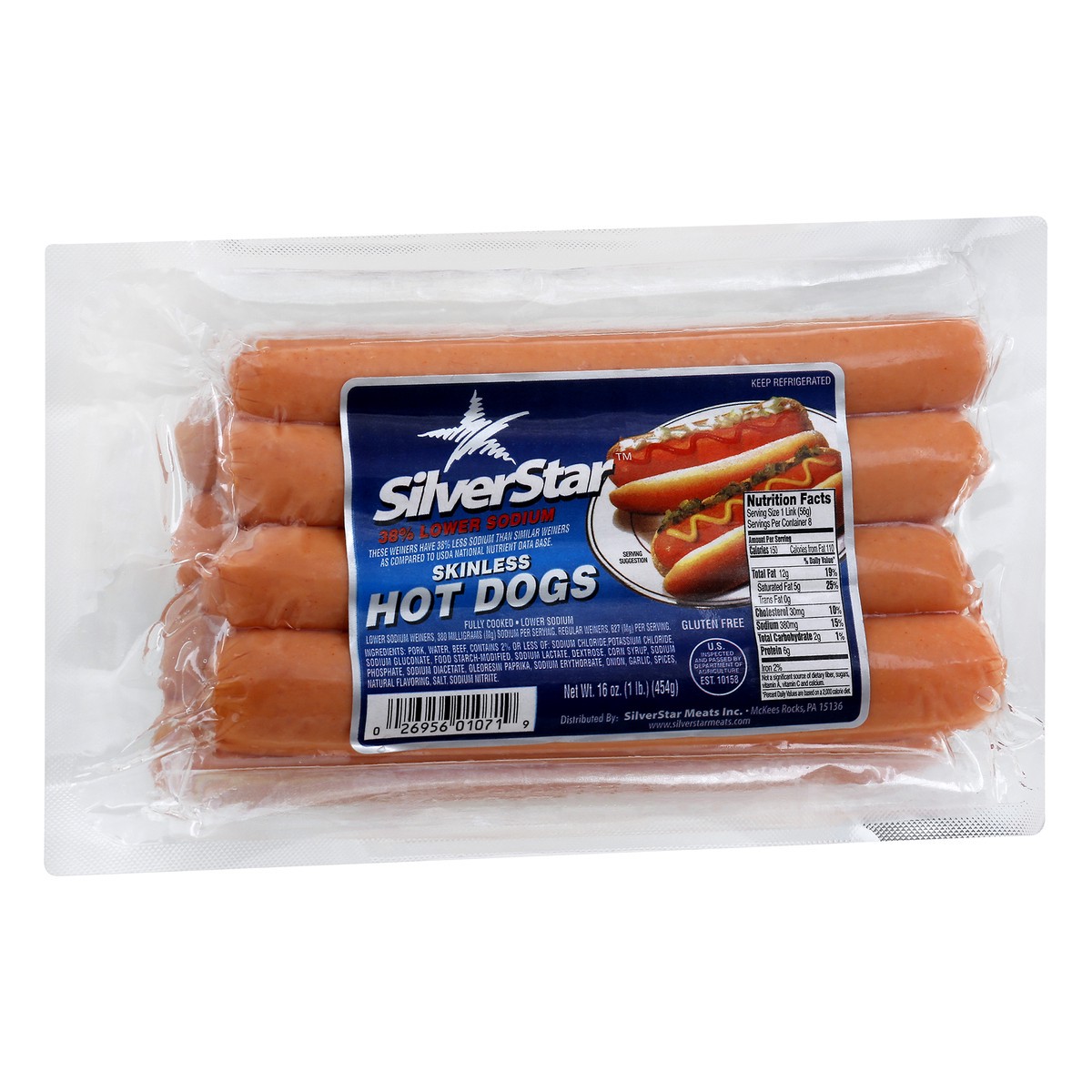 slide 9 of 13, SilverStar 38% Lower Sodium Skinless Hot Dogs 16 oz, 16 oz