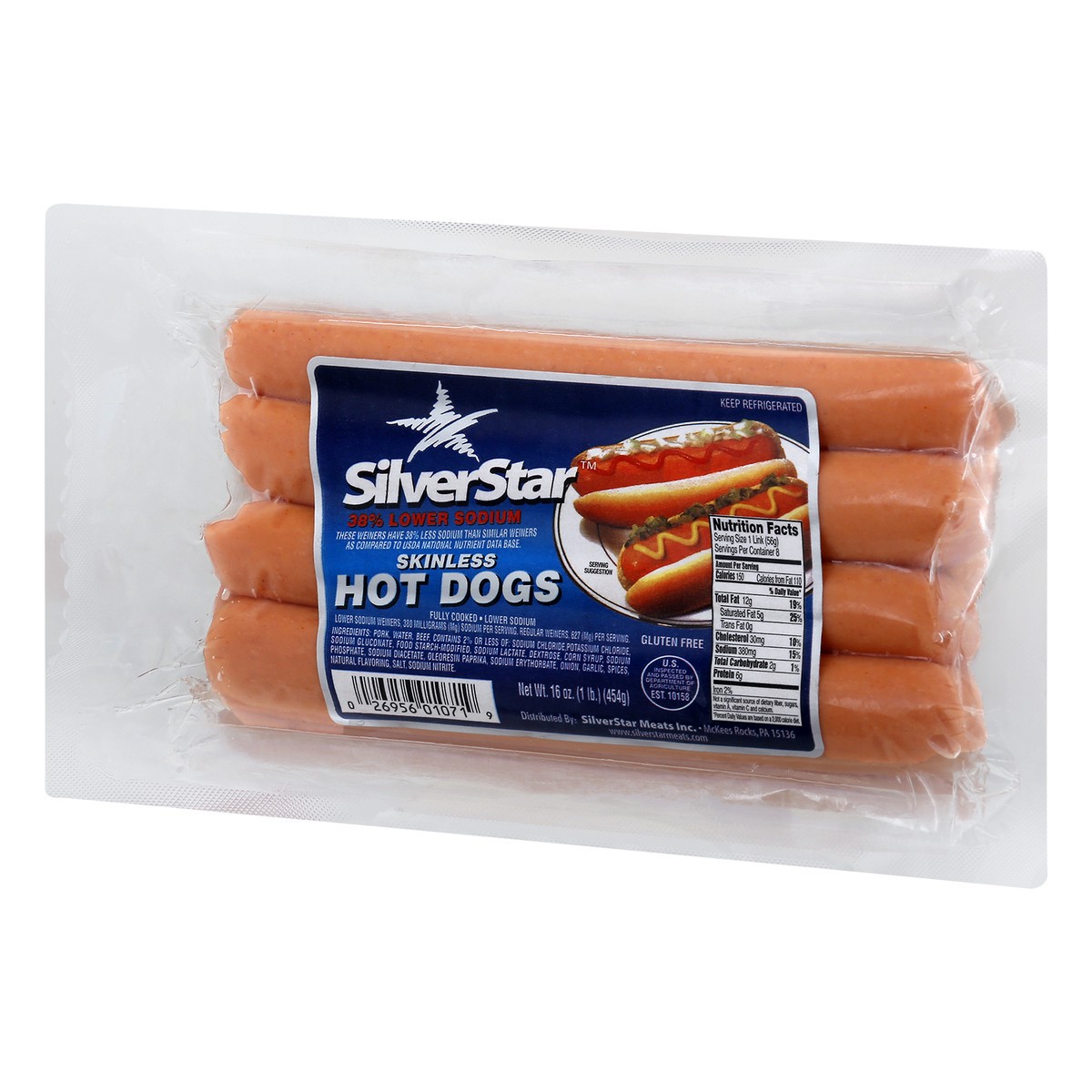 slide 10 of 13, SilverStar 38% Lower Sodium Skinless Hot Dogs 16 oz, 16 oz