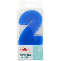 Meijer Extra Large Birthday Candle, Number 2, Assorted Colors, 3"