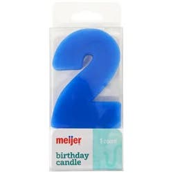 Meijer Extra Large Birthday Candle, Number 2, Assorted Colors, 3"