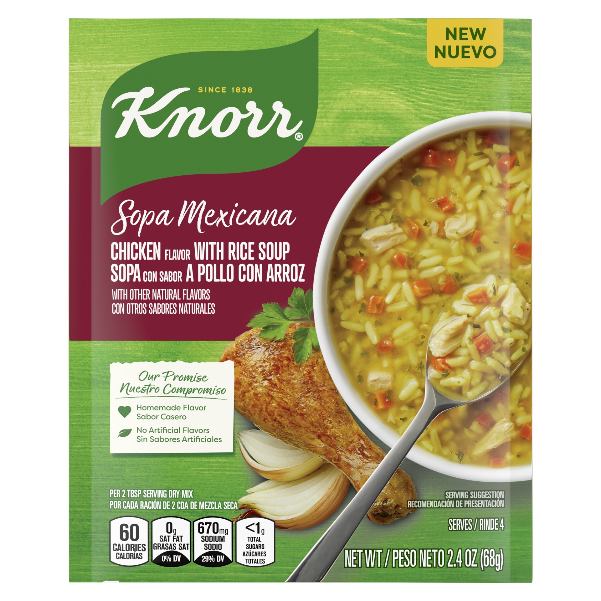 slide 1 of 9, Knorr Sopa Mexicana/Dry Soup Mix Chicken with Rice, 2.4 OZ, 2.4 oz
