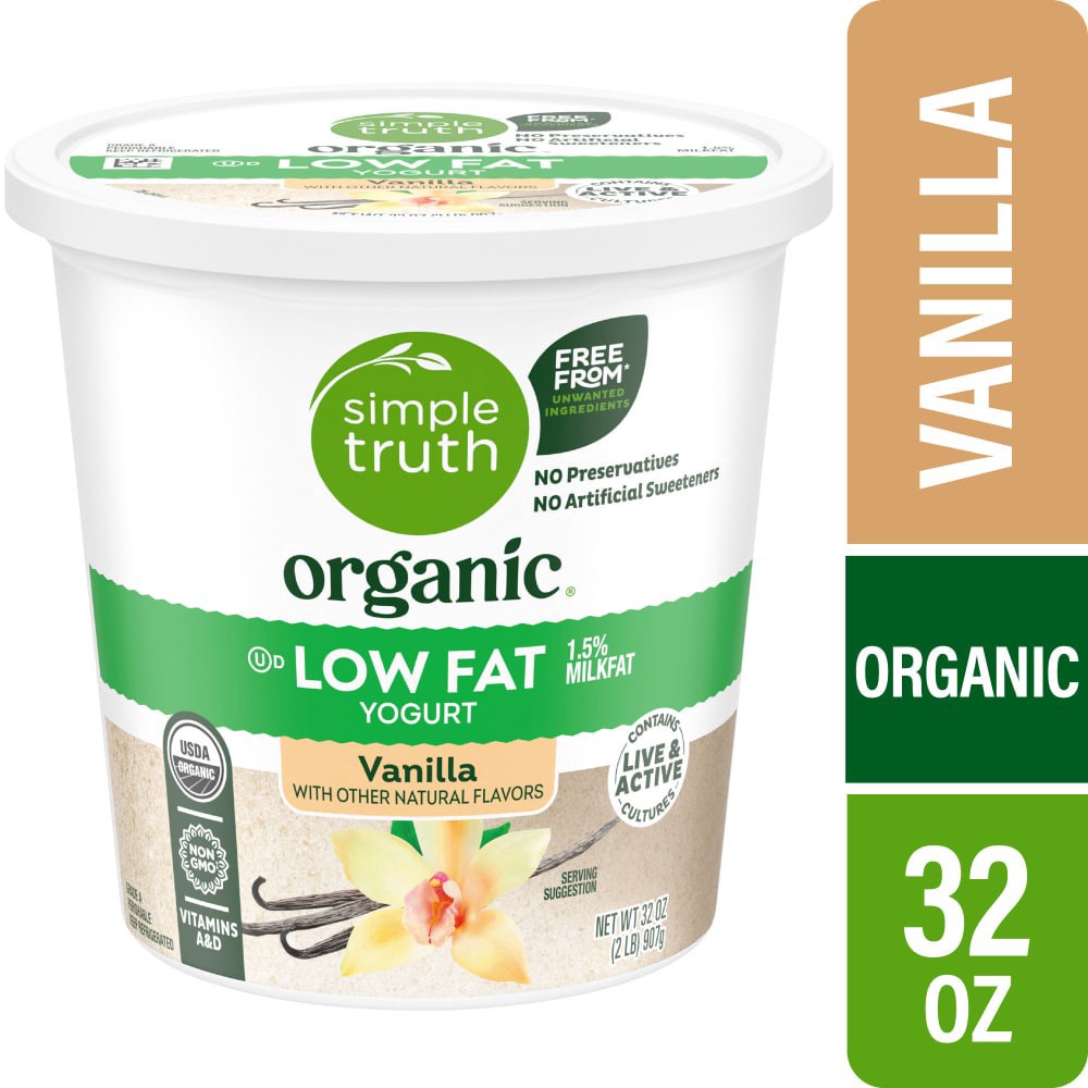 slide 4 of 5, Simple Truth Organic Lowfat Vanilla Yogurt, 32 oz