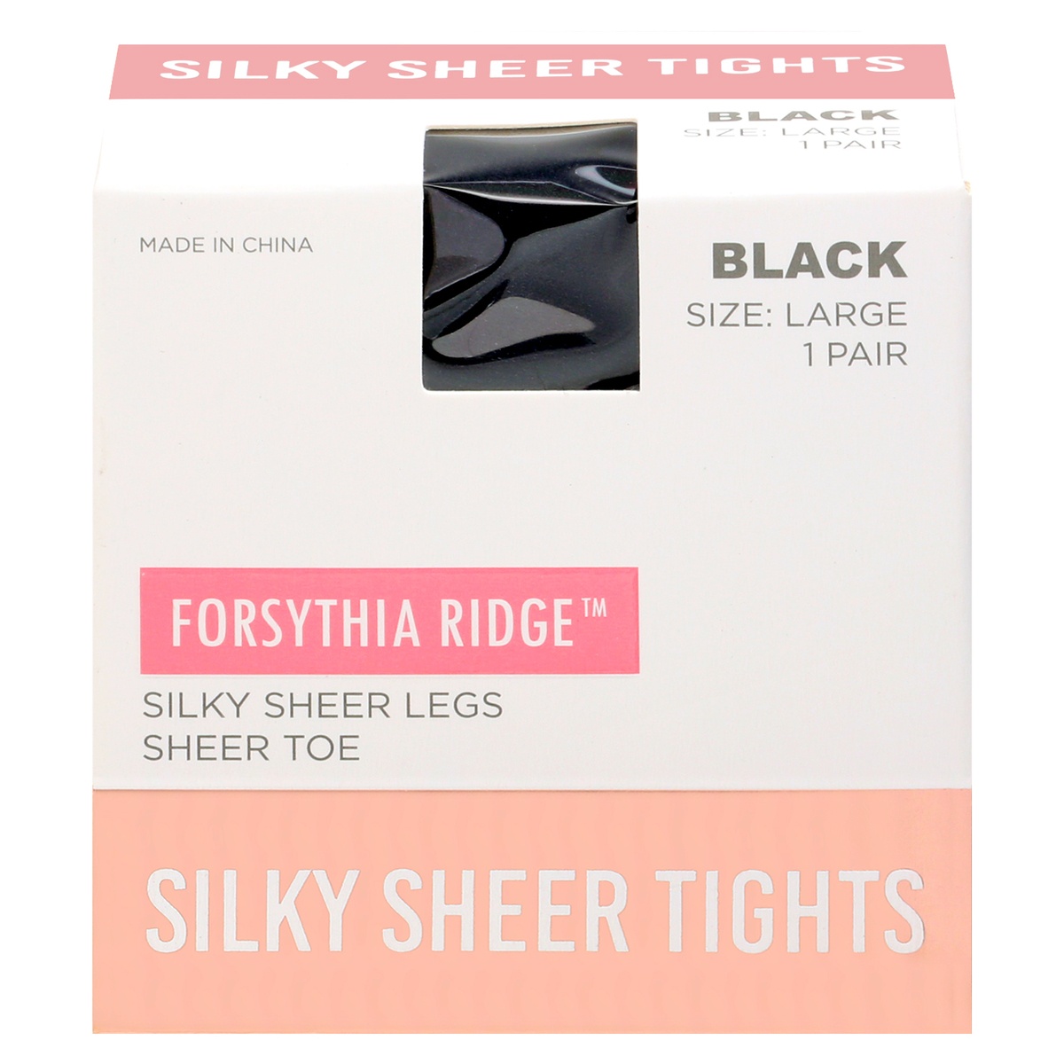 slide 1 of 1, Forsythia Ridge Large Black Silky Sheer Tights 1 ea, 1 ct