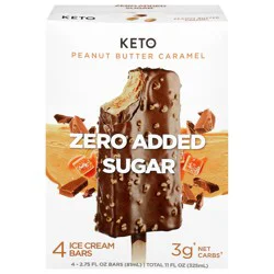 Keto Pint Zero Added Sugar Peanut Butter Caramel Ice Cream Bars - 4 x 2.75 fl oz Bars