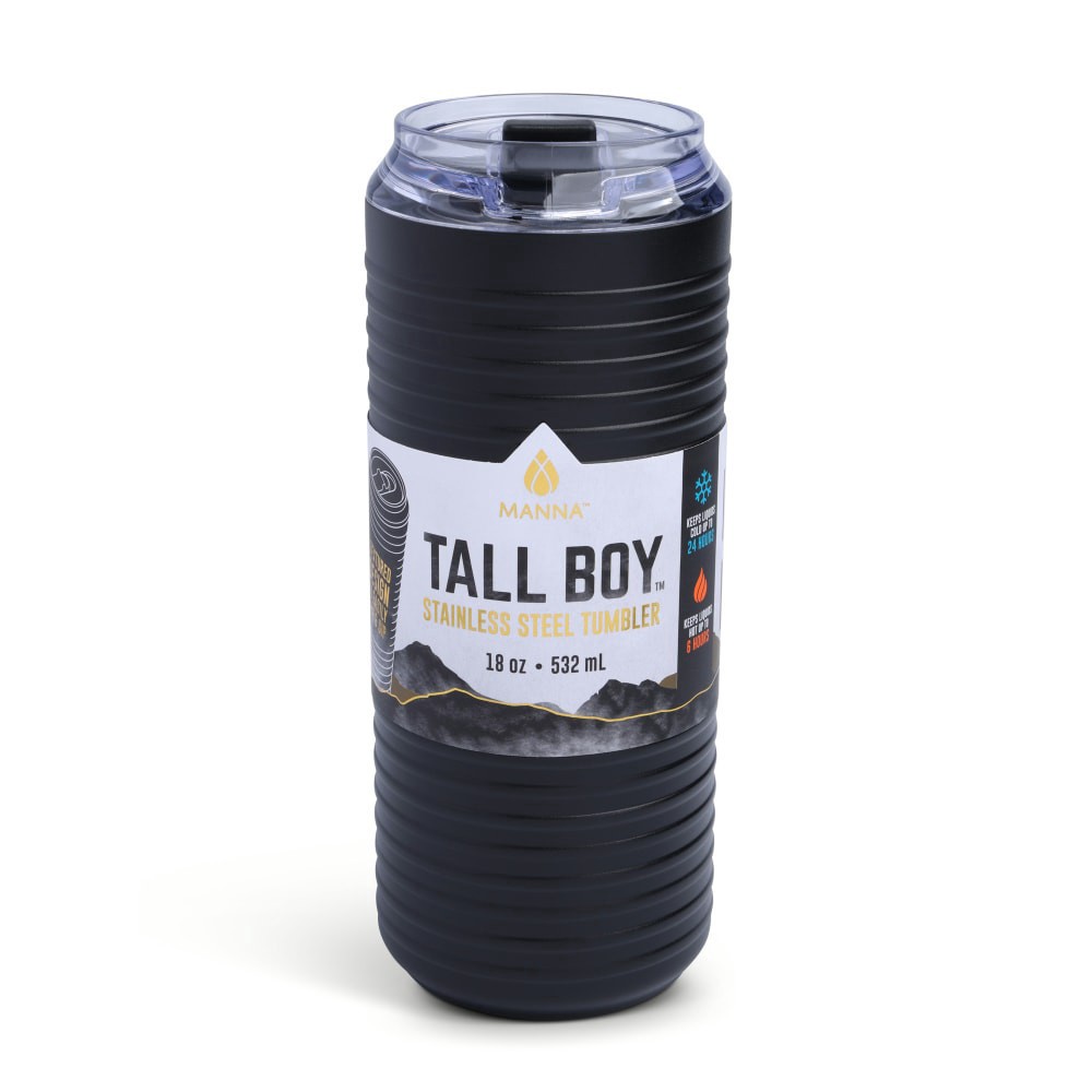 slide 2 of 2, Manna Tall Boy Stainless Steel Timbler Black, 18 oz