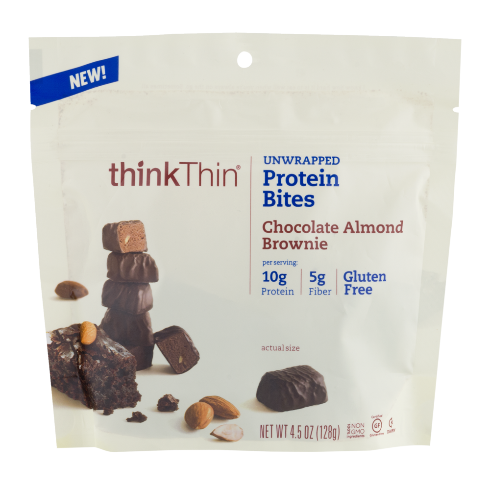 slide 1 of 1, thinkThin Chocolate Almond Brownie Unwrapped Protein Bites, 4.5 oz