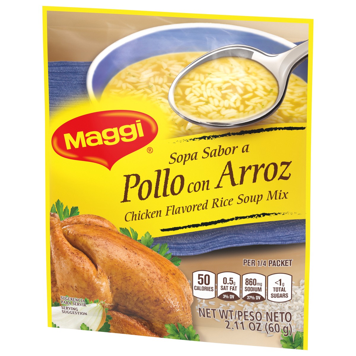 slide 3 of 9, Maggi Soup Chicken Rice 2.11oz (60 g) English, 2.11 oz