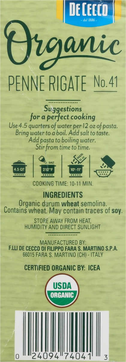 slide 3 of 14, De Cecco Organic Pasta Penne Rigate - 12 oz, 12 oz