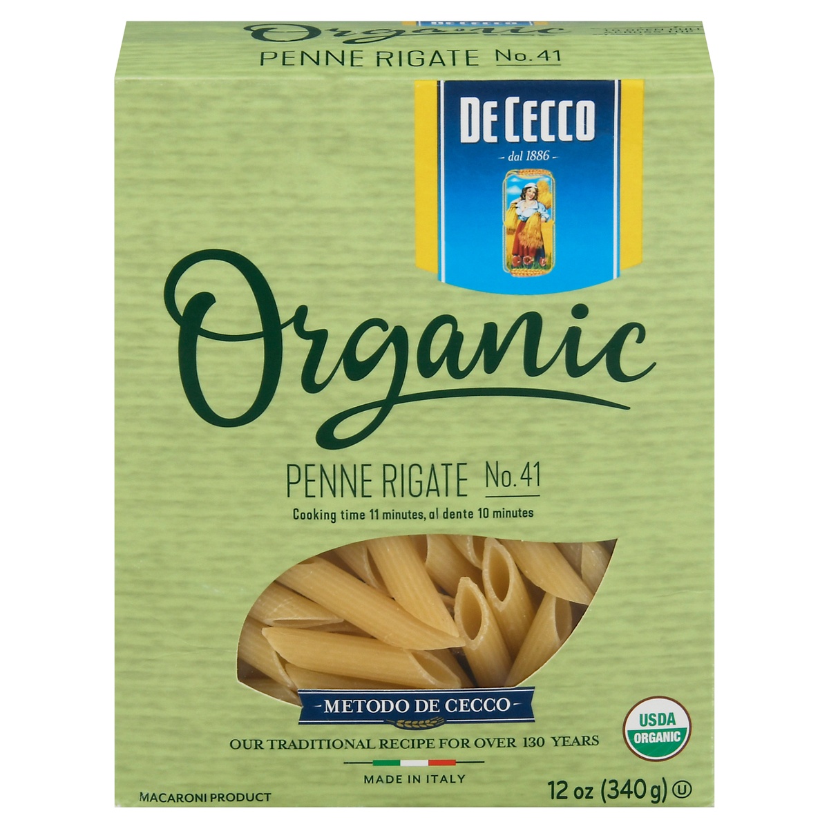 slide 1 of 1, De Cecco Penne Rigate 100% Organic, 12 oz