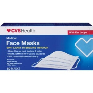 slide 1 of 1, CVS Health Surgical Face Masks, 50 Ct, 50 ct