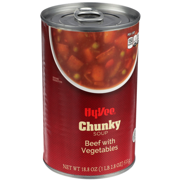 slide 1 of 1, Hy-vee Beef With Vegetables Chunky Soup, 18.8 oz