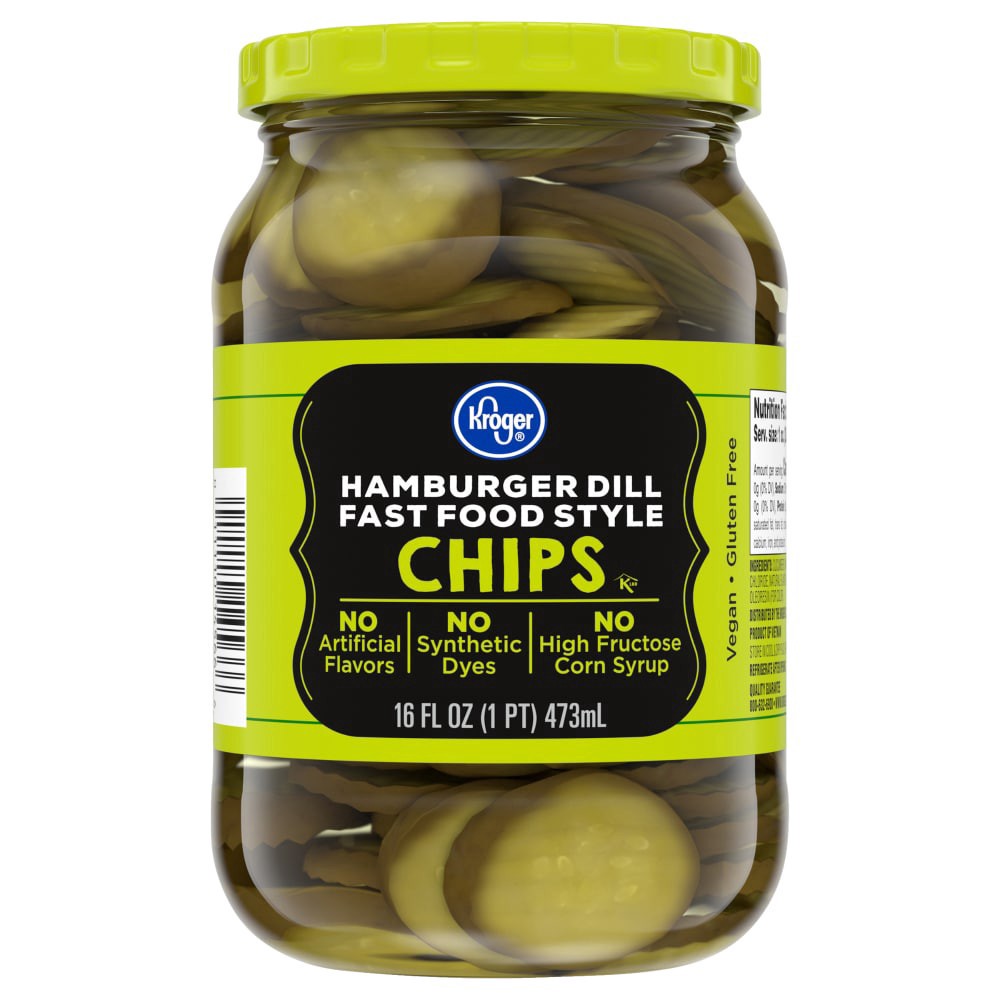 slide 1 of 1, Kroger® Hamburer Dill Fast Food Style Chips, 16 fl oz
