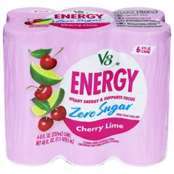 V8 Energy Zero Sugar Cherry Lime Energy Drink 6 Pack 8 fl oz