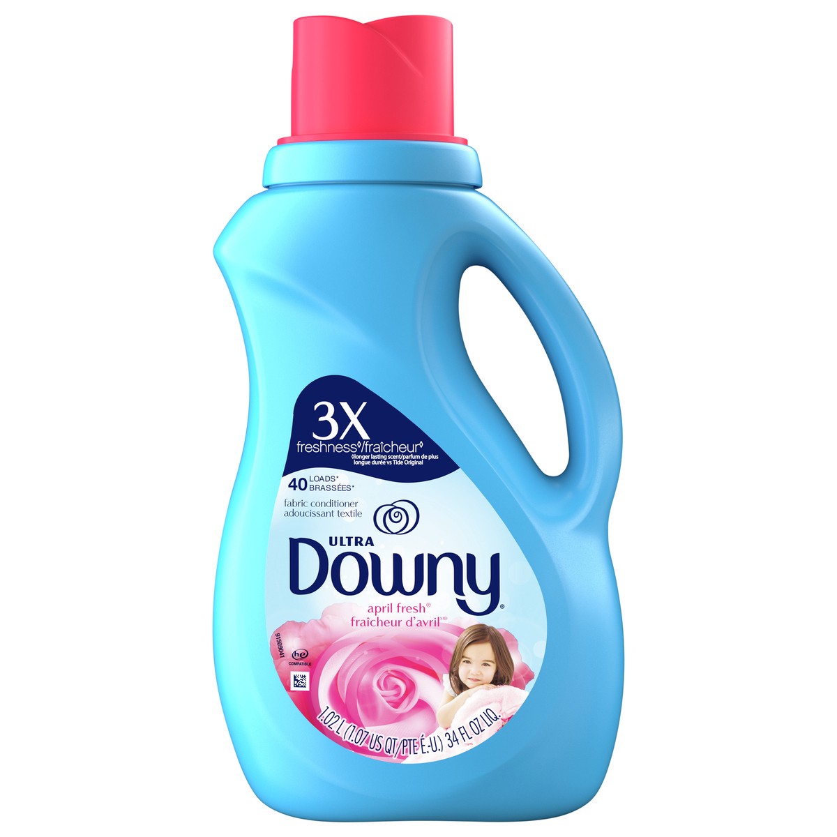 slide 1 of 4, Downy Ultra Liquid Fabric Conditioner (Fabric Softener), April Fresh, 40 Loads 34 fl oz, 34 fl oz