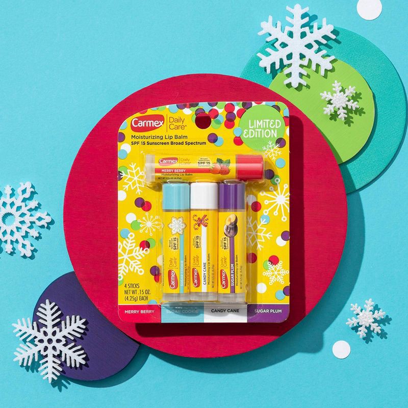 slide 6 of 6, Carmex Daily Care Limited Edition Moisturizing Lip Balm Sticks with SPF15 Broad Spectrum - 4pk/0.6oz, 4 ct; 0.6 oz
