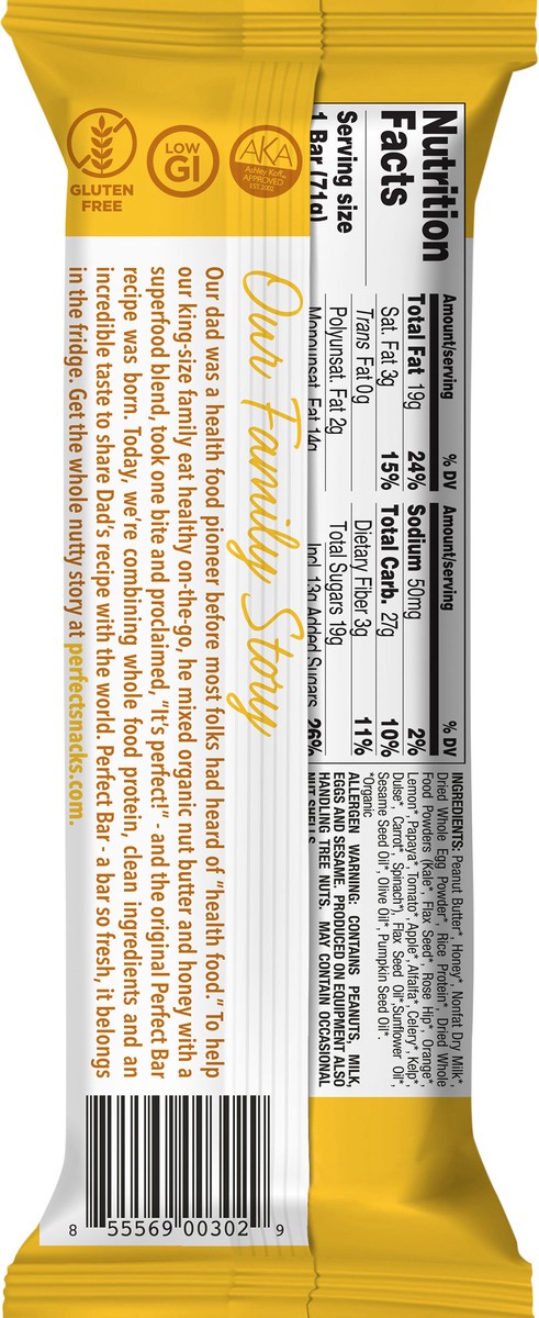 slide 3 of 13, Perfect Bar Original Refrigerated Protein Bar, Peanut Butter, 2.5 Ounce Bar, 2.5 oz