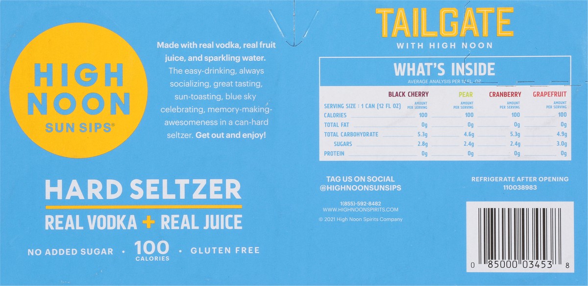 slide 8 of 9, High Noon End Zone Pack Vodka Hard Seltzer, 8 ct; 12 oz
