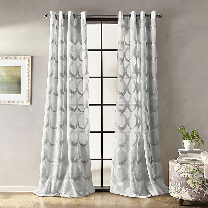 slide 1 of 3, Peri Home Marni Grommet Sheer Window Curtain Panel - Grey, 84 in