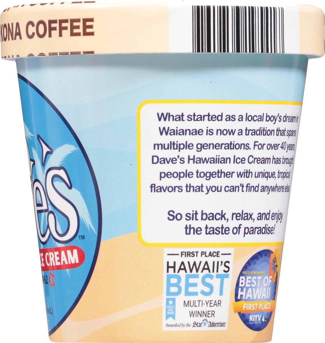 slide 12 of 13, Dave's Hawaiian Gourmet Ice Cream Hawaiian Kona Coffee Ice Cream 14 fl oz, 14 fl oz