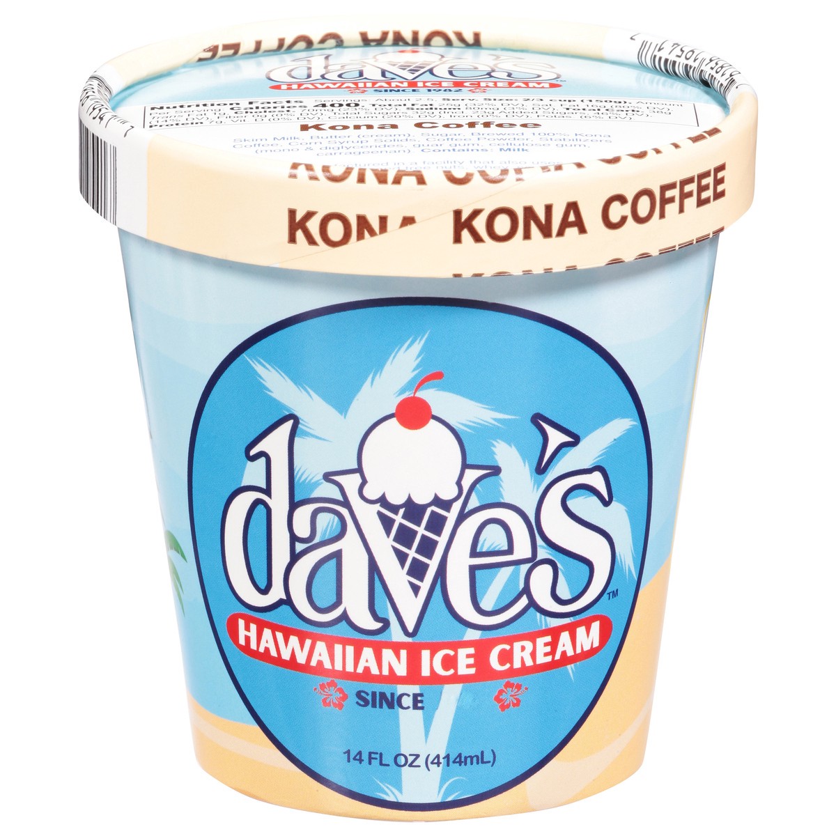 slide 1 of 13, Dave's Hawaiian Gourmet Ice Cream Hawaiian Kona Coffee Ice Cream 14 fl oz, 14 fl oz