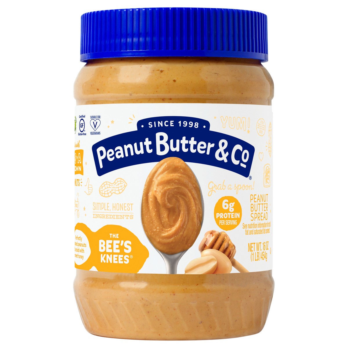 slide 1 of 8, Peanut Butter & Co. The Bee's Knees Peanut Butter Spread 16 oz. Jar, 16 oz