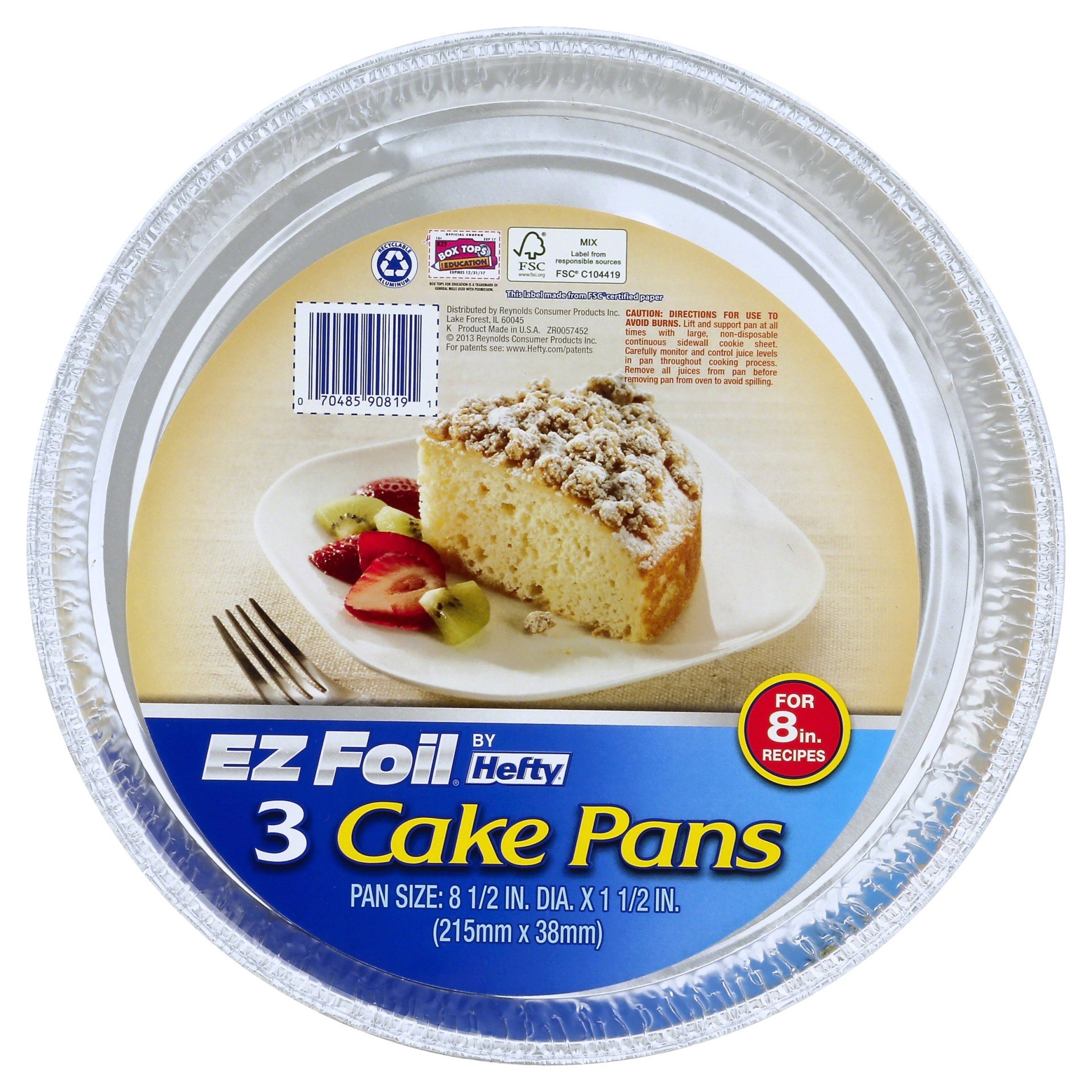 slide 1 of 4, EZ Foil 8-1/2 in. x 1-1/2 in. Cake Pans 3 ct Pack, 3 ct