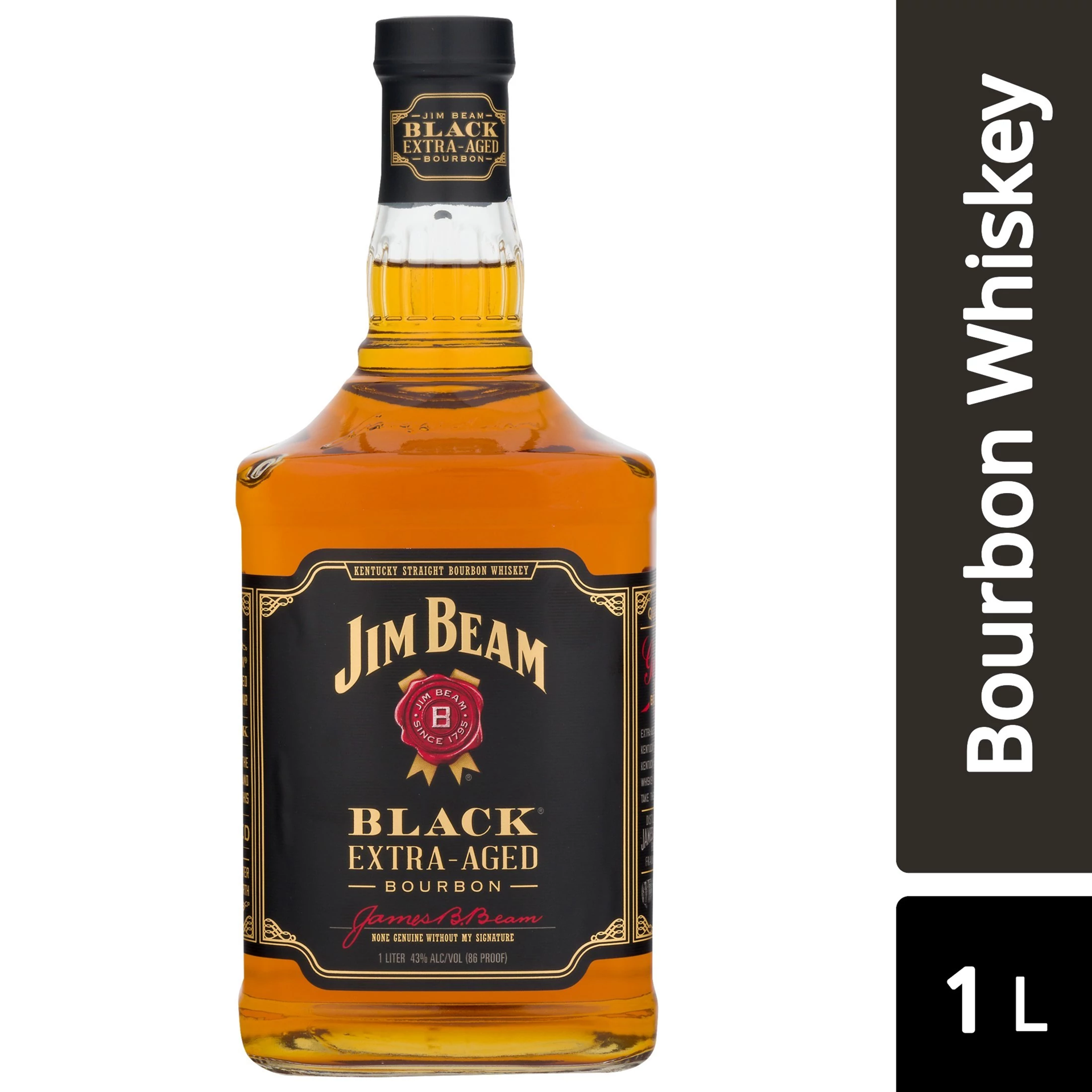 slide 1 of 2, Jim Beam Black Extra-Aged Kentucky Straight Bourbon Whiskey 1 L, 1 liter