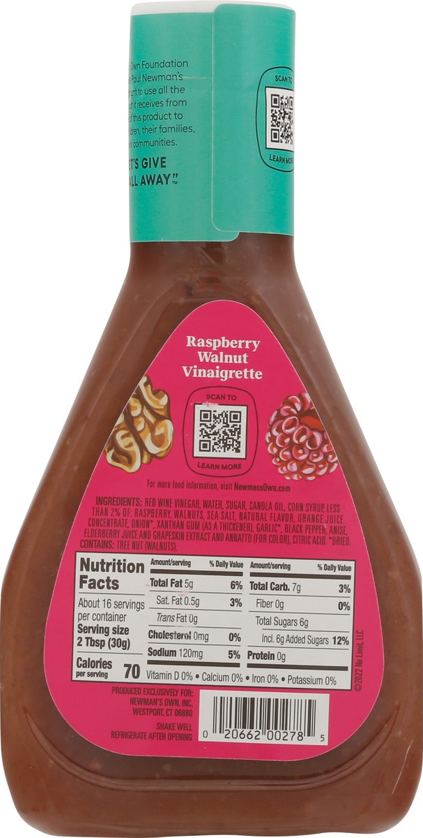 slide 8 of 9, Newman's Own Raspberry Walnut Vinaigrette Dressing 16 fl oz, 16 fl oz