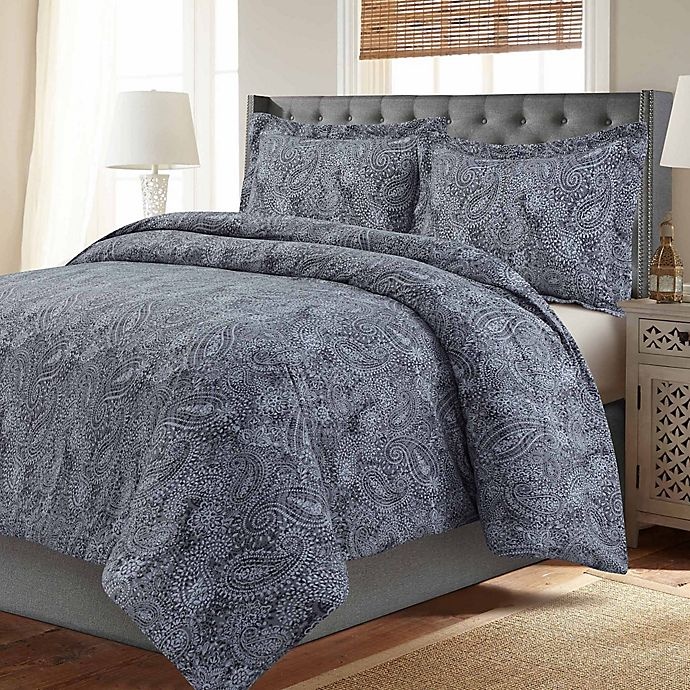 slide 1 of 1, Tribeca Living Madrid Paisley Printed Oversized Twin Duvet Cover Set - Grey, 1 ct