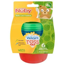Nuby 6m+ Stackable Bowls & Lids 6 ea