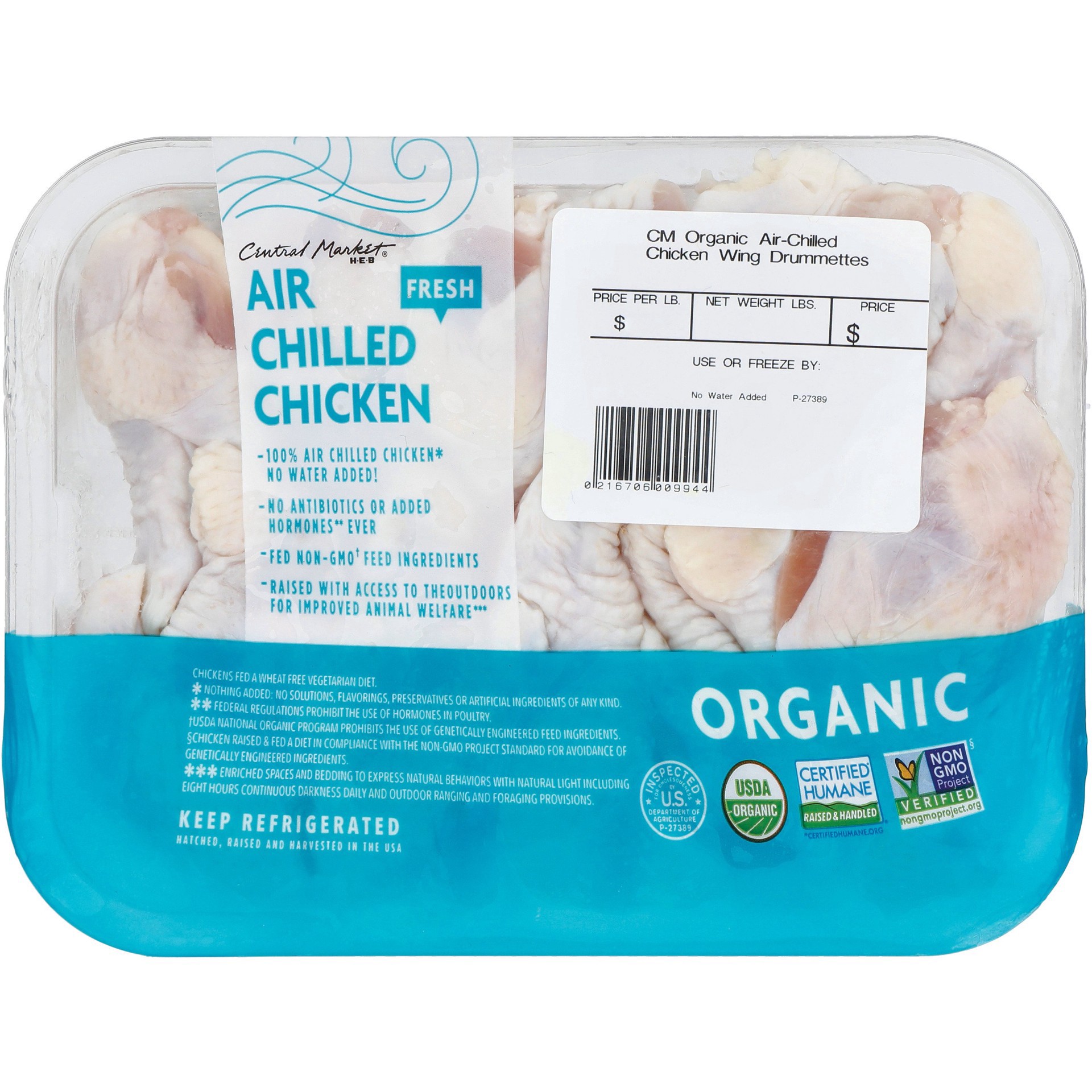 slide 1 of 1, Central Market Air-chilled Organic Wing Drummettes, per lb