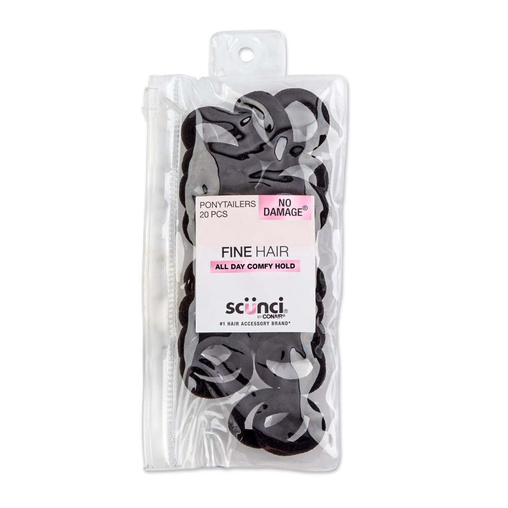 slide 2 of 2, scünci Woven Black Ponytailers, 20 ct