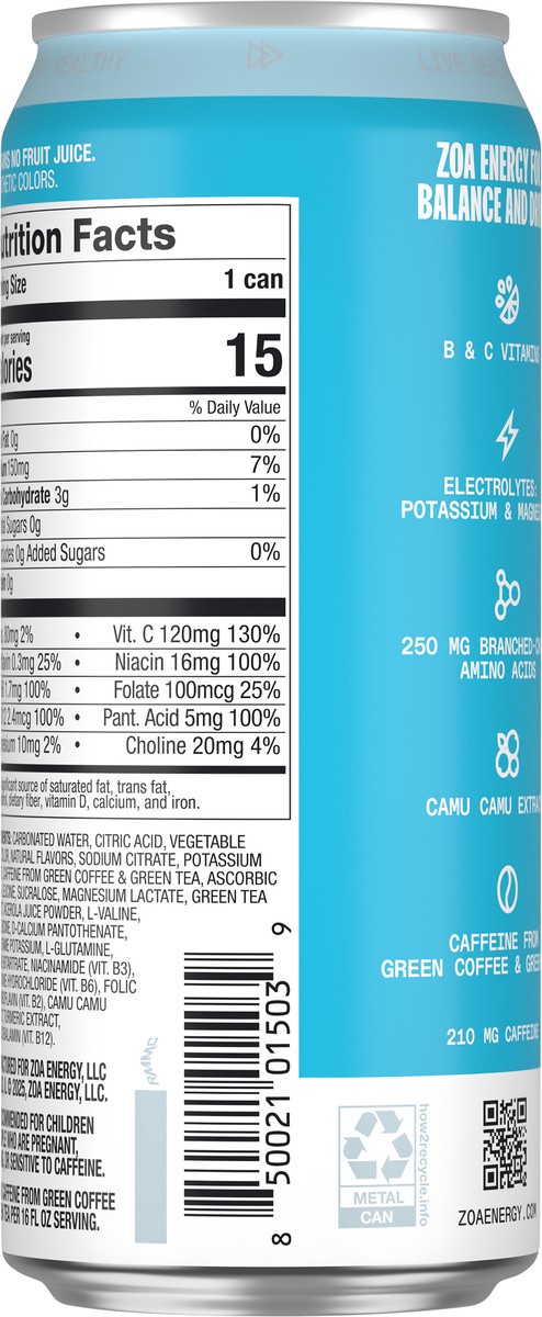 slide 12 of 12, ZOA Zero Sugar Tropical Punch Energy Drink 16 fl oz, 16 fl oz