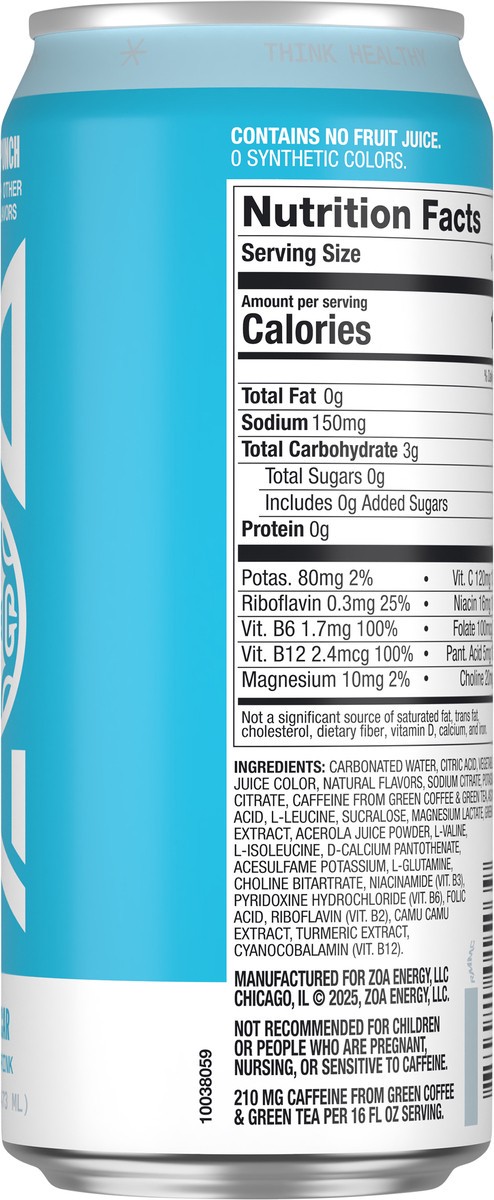 slide 8 of 12, ZOA Zero Sugar Tropical Punch Energy Drink 16 fl oz, 16 fl oz