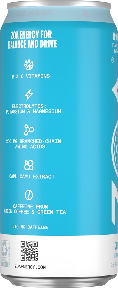 slide 7 of 12, ZOA Zero Sugar Tropical Punch Energy Drink 16 fl oz, 16 fl oz
