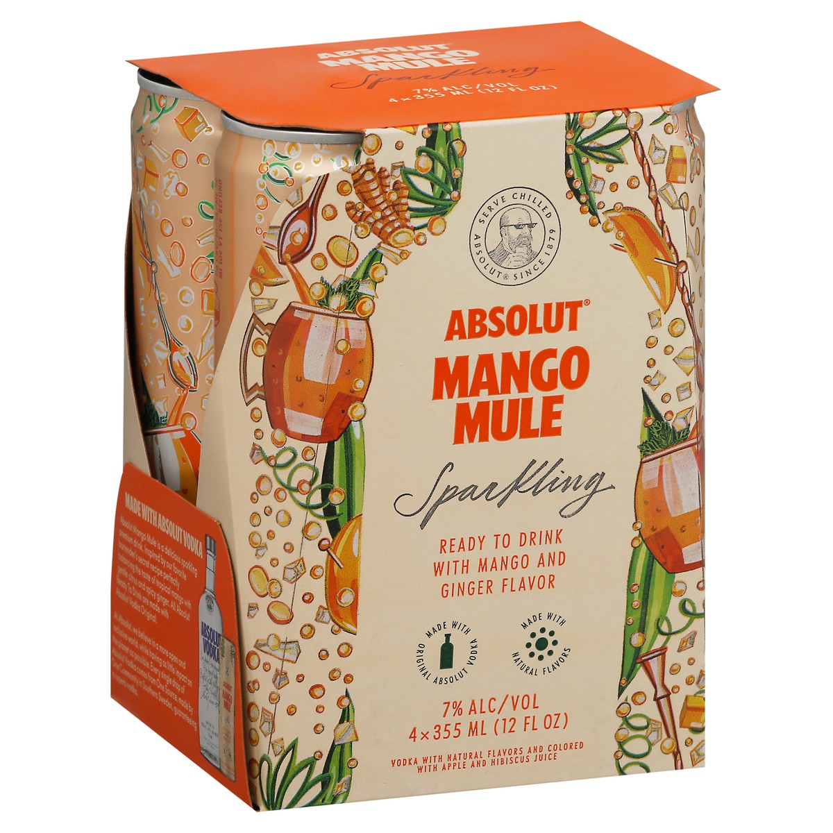 slide 5 of 11, Absolut Sparkling Mango Mule Vodka 4-12 fl oz Cans, 4 ct; 355 ml