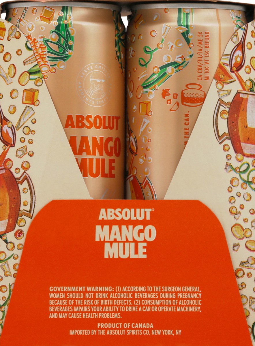 slide 9 of 11, Absolut Sparkling Mango Mule Vodka 4-12 fl oz Cans, 4 ct; 355 ml
