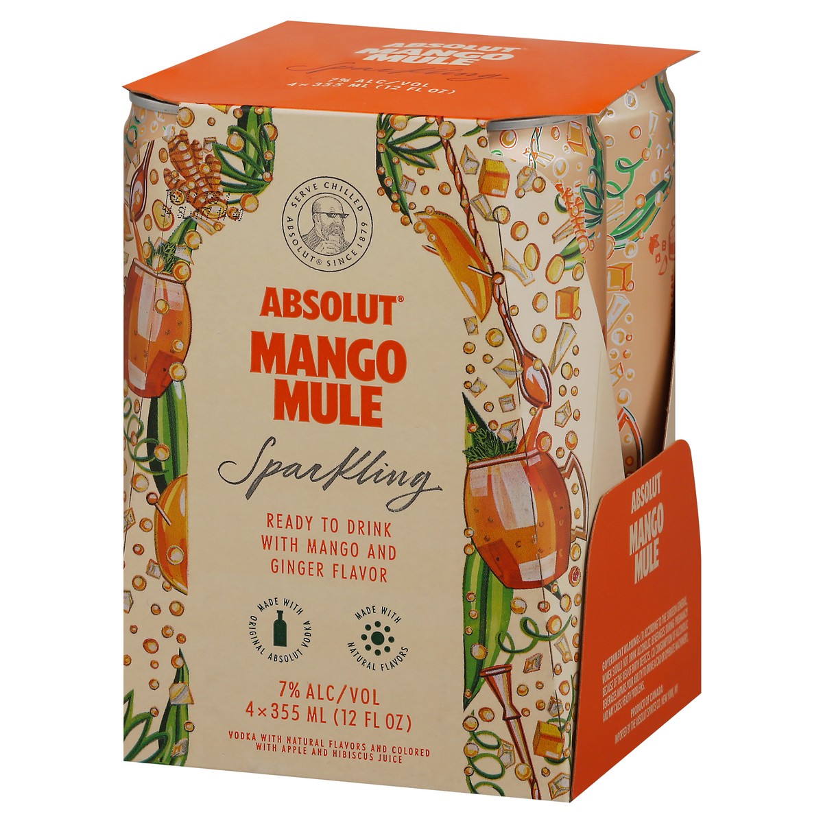 slide 10 of 11, Absolut Sparkling Mango Mule Vodka 4-12 fl oz Cans, 4 ct; 355 ml
