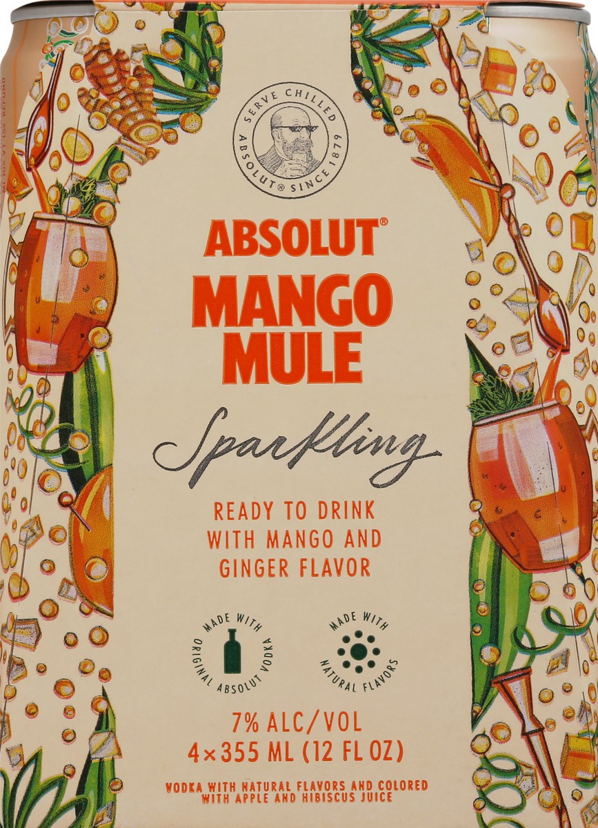 slide 6 of 11, Absolut Sparkling Mango Mule Vodka 4-12 fl oz Cans, 4 ct; 355 ml