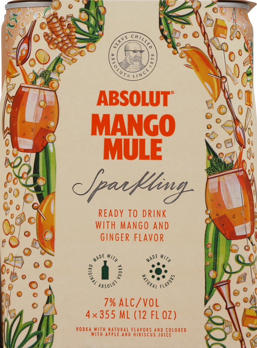 slide 1 of 11, Absolut Sparkling Mango Mule Vodka 4-12 fl oz Cans, 4 ct; 355 ml