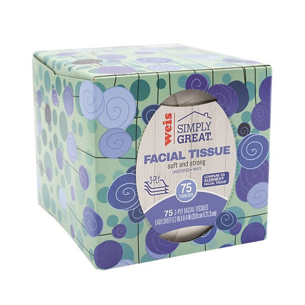 slide 1 of 1, Weis Quality Facial Tissues 3-Ply Cube Tissues, 75 ct