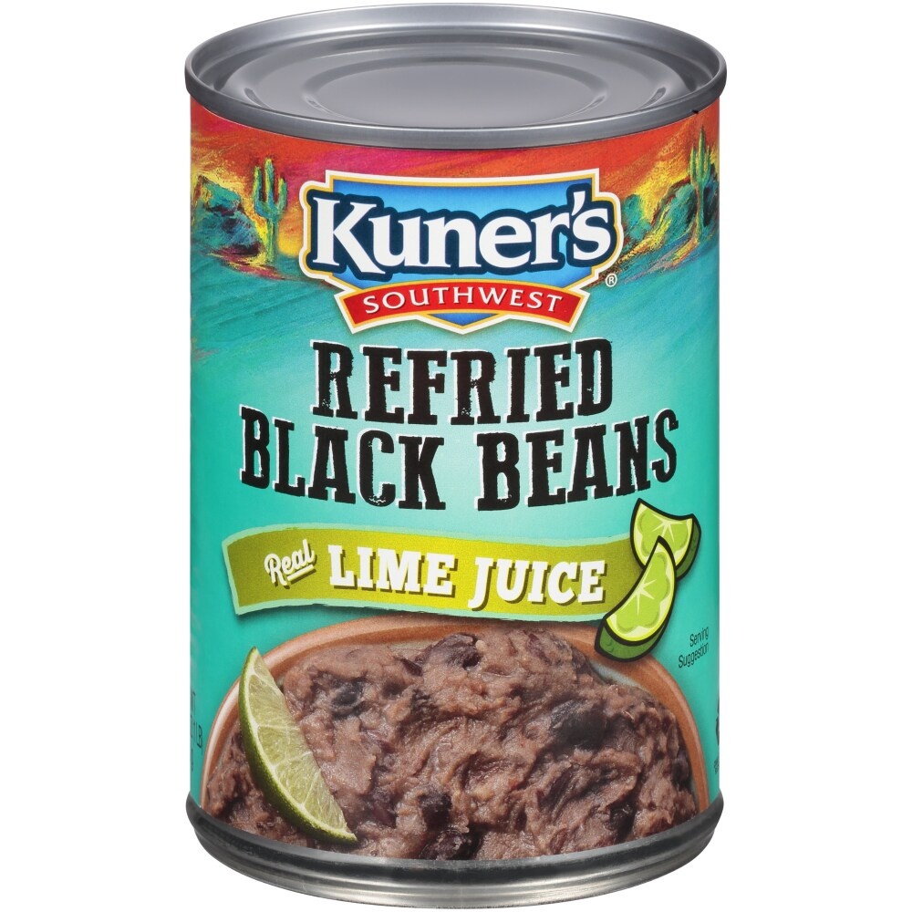slide 1 of 1, Kuner's Refried Black Beans with Lime Juice, 15.5 oz