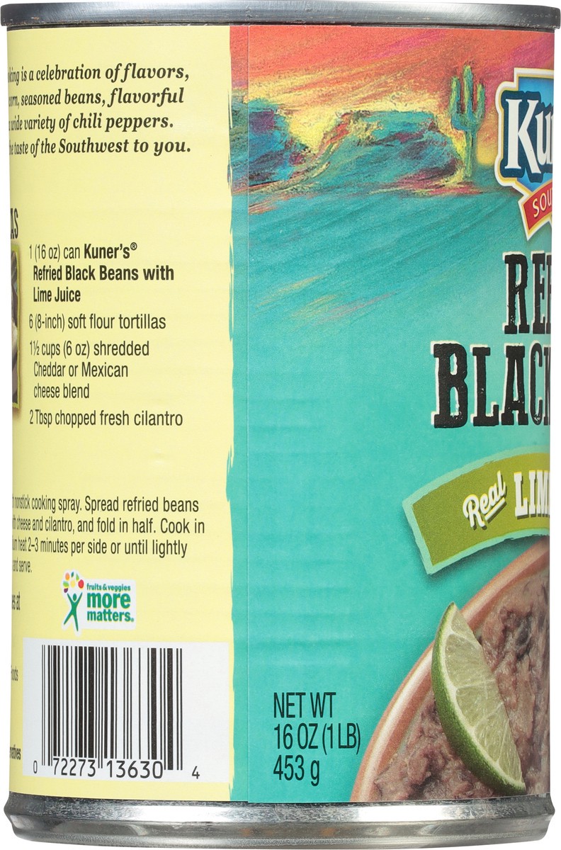 slide 7 of 9, Kuner's Refried Black Beans with Lime Juice, 15.5 oz