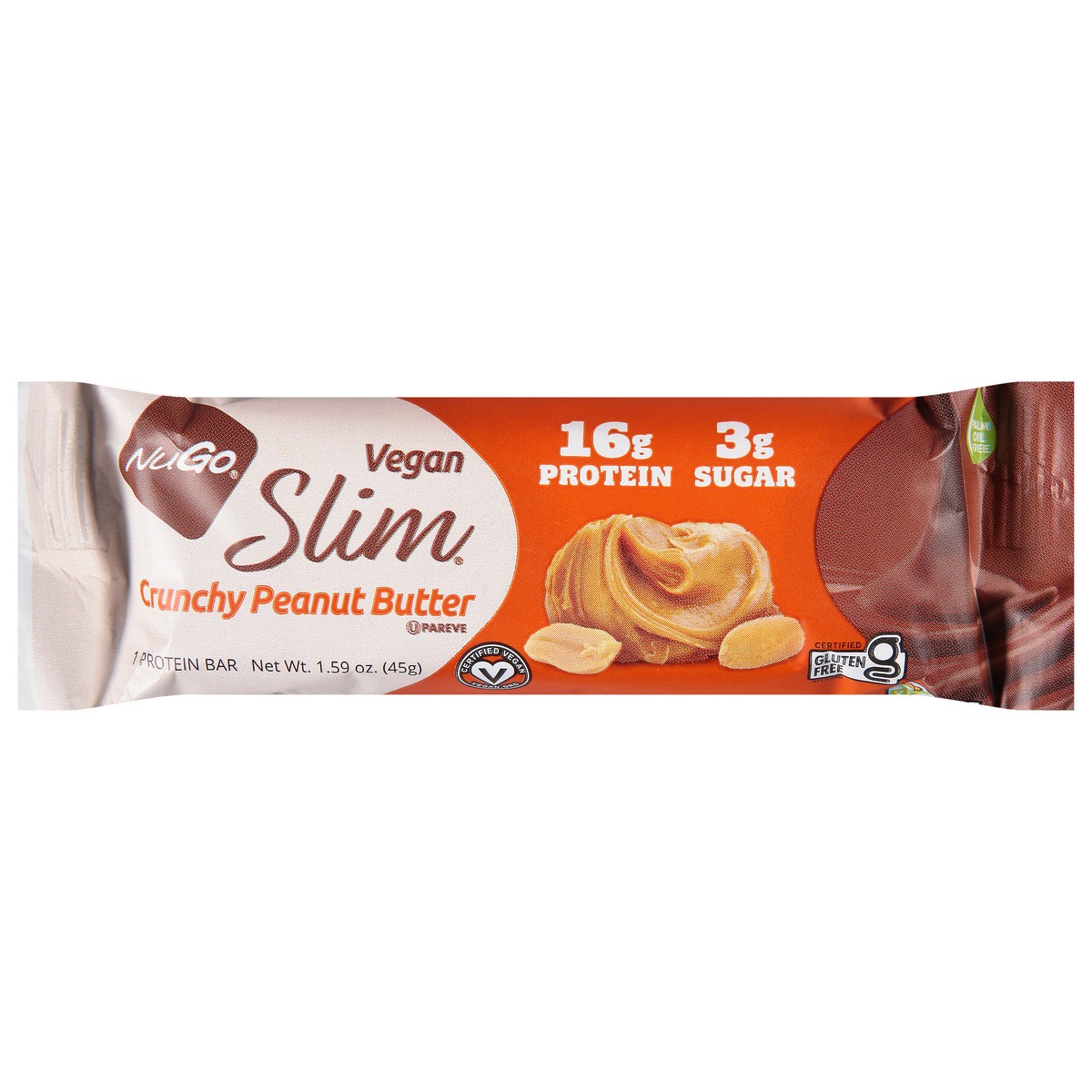 slide 1 of 9, NuGo Slim Crunchy Peanut Butter Protein Bar 1.59 oz, 1.59 oz