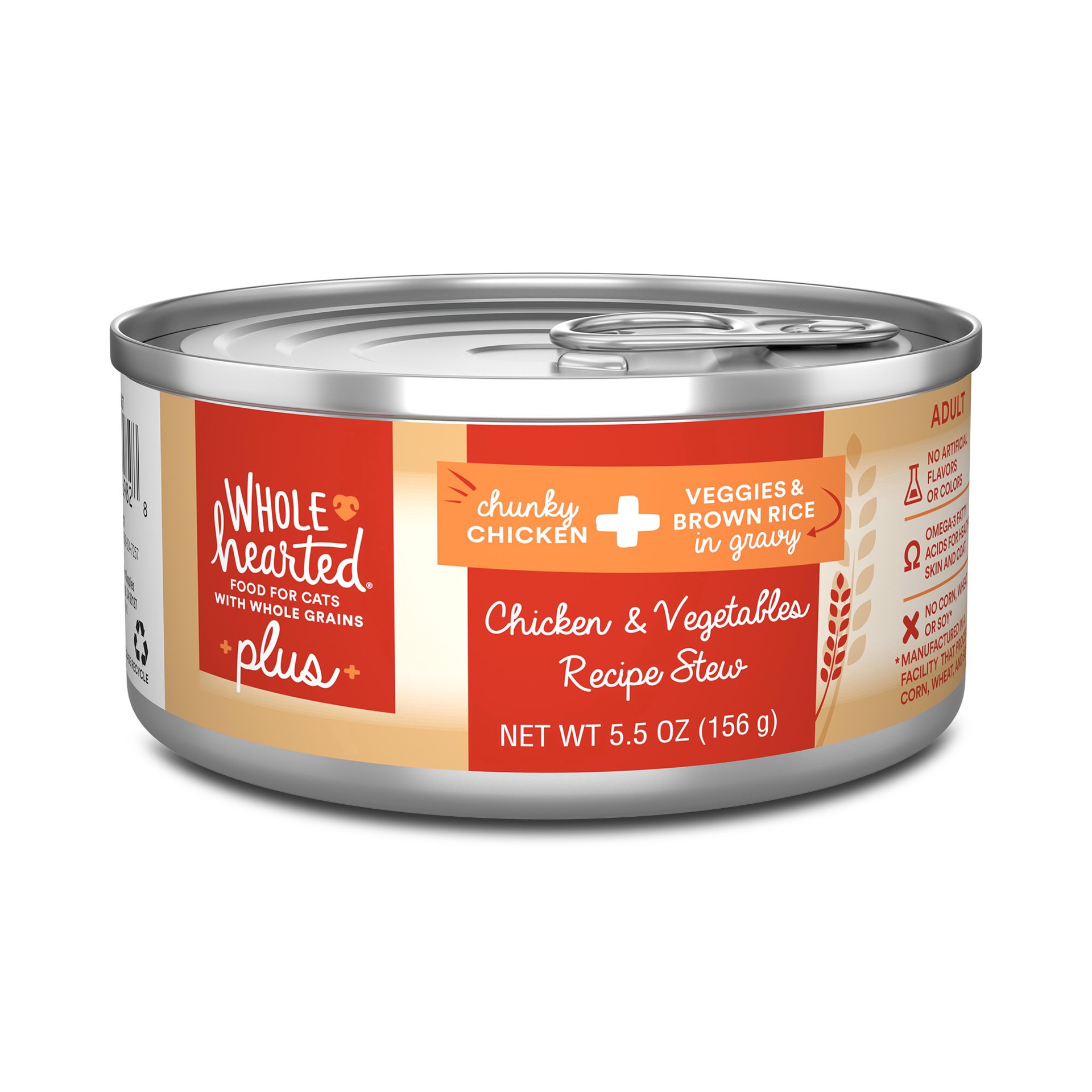 slide 1 of 1, WholeHearted Plus Chicken & Vegetables Recipe Stew Wet Cat Food, 5.5 oz., 5.5 oz